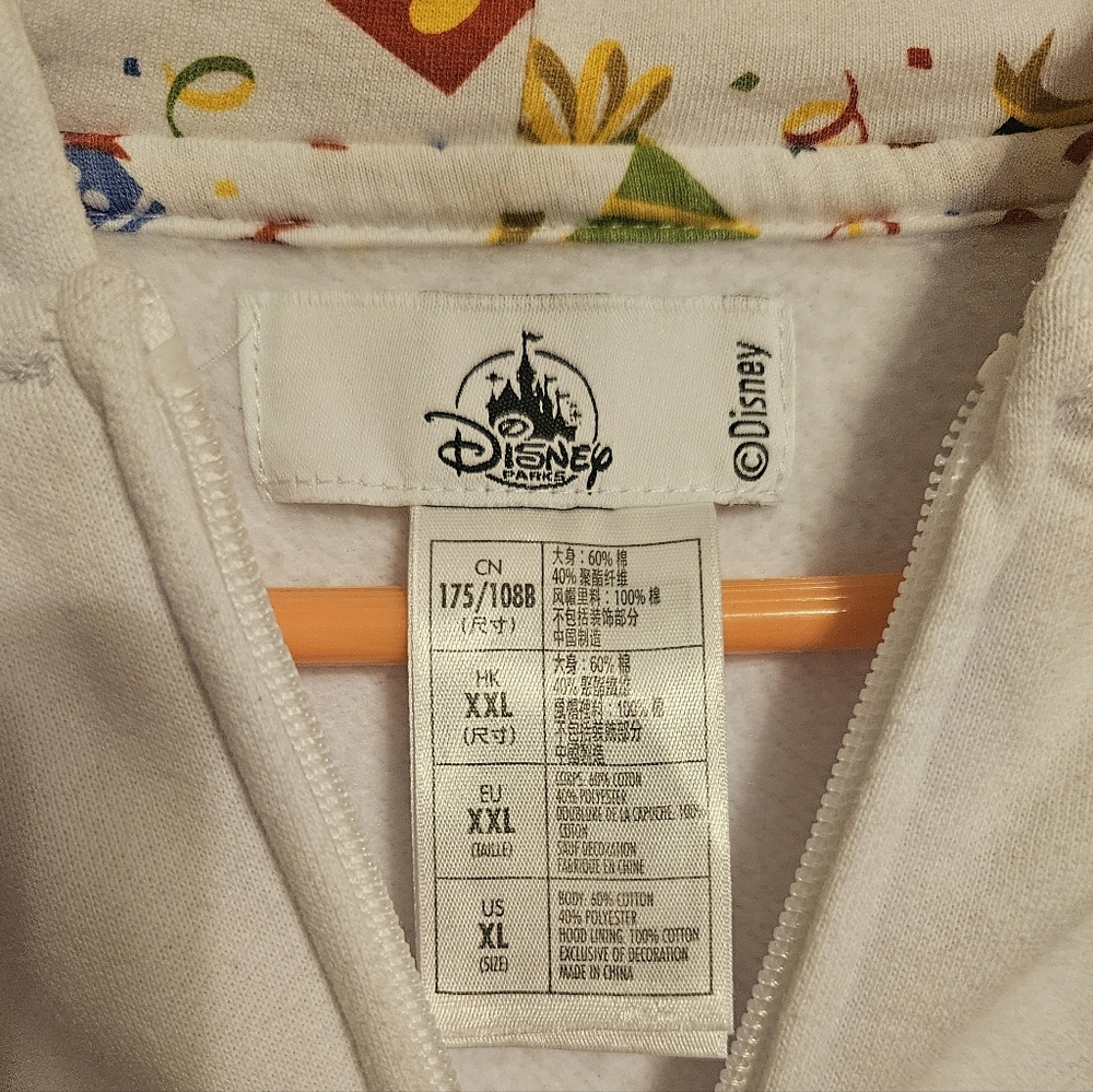 Vintage 90s Disney Parks Let's Celebrate Hoodie Sweatshirt Women's XL Full Zip - Picture 3 of 3